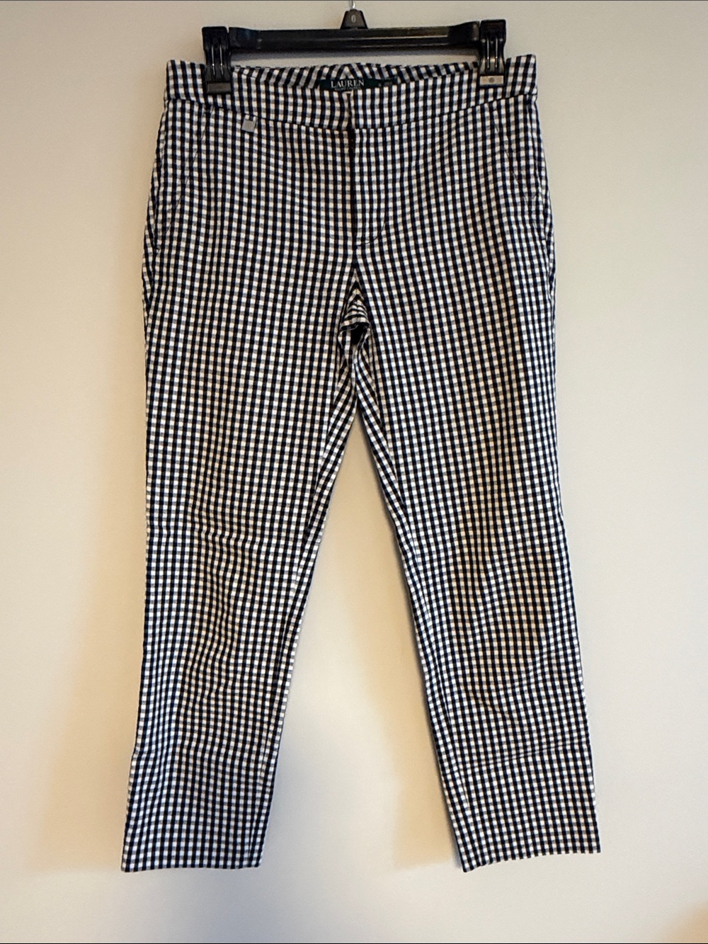 Lauren Ralph Lauren Black and White Gingham Straight Leg Pants